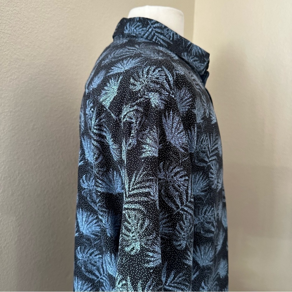 Nat Nast Silk Blend Short Sleeve Palm Button Up Navy Blue Shirt Size L - Picture 6 of 11